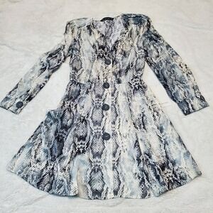 NWT Zara Cream‎ Black Snake Skin Party Preppy Occasion Mini Dress XS